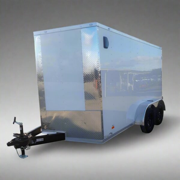 7×12 Tandem White V-Nose Enclosed Trailer, product image 1