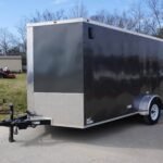 7×12 Enclosed Charcoal Trailer with Silver ATP 3500lb Axle Storage