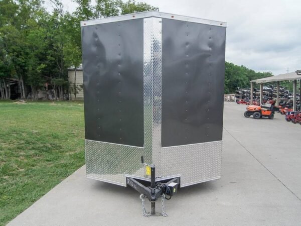 7×12 Charcoal V-Nose Custom Enclosed Trailer 3500lb Axle with Brake Storage, product image 1