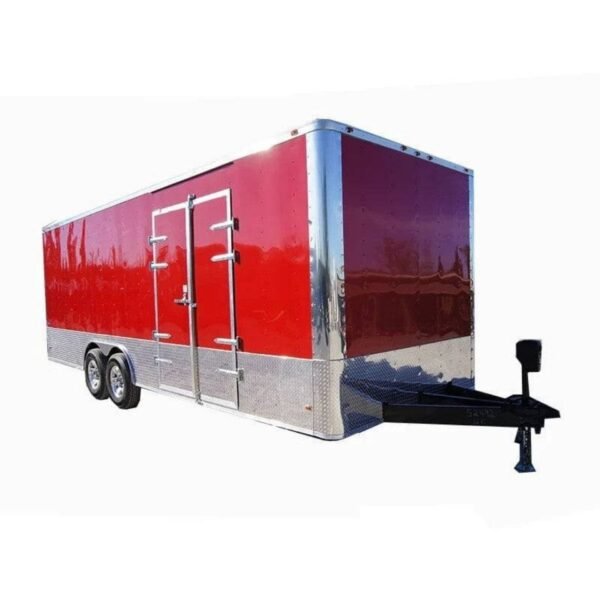 Enclosed Trailer 8.5′ x 24′ Red Equipment Hauler (2) 7,000 lb Axles Storage, product image 1