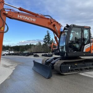 2026 Hitachi ZX130-7H Excavator equipped with hydraulic blade. PSM, Steel Wrist, and Black Max attachment — primary view