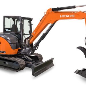 2026 Hitachi ZX60USB-5N (ANGLE BLADE) Angle blade, thumb, coupler, and dig bucket included — primary view