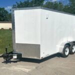 7×12 White V-Nose Enclosed Trailer (2) 3,500lb Axles Storage