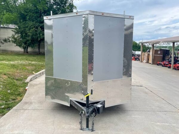 7×14 Enclosed V-Nose Trailer Silver with Ladder Racks (2) 3,500lb Axles Storage, product image 1