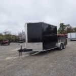 Enclosed Utility Hybrid Trailer 7’x18′ with Side Ramp- Lawn Mower Equipment Hauler Storage