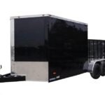 Enclosed Utility Hybrid Trailer 7′ X 18′ with Side Door- Lawn Mower Equipment Hauler Storage